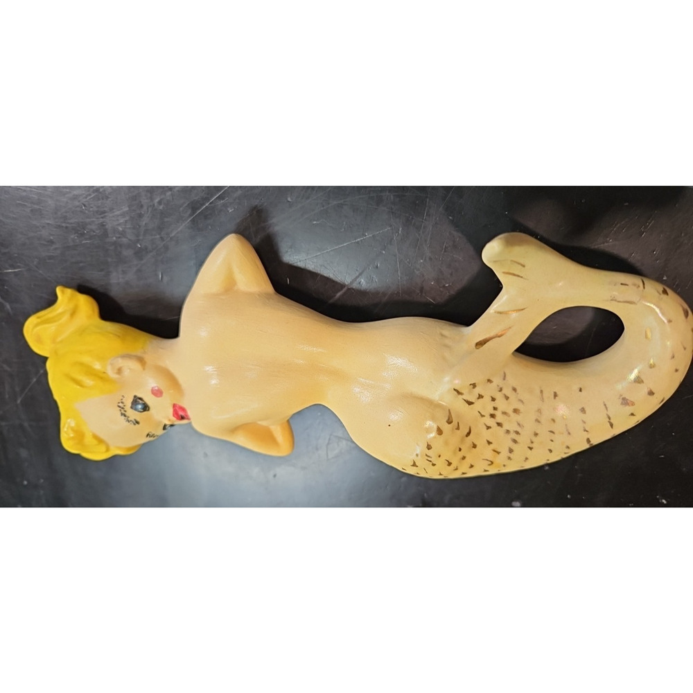 Vintage MCM Mermaid & Baby 1960s Ceramic Chalkware Beach Fantasy Wall Hangings - Picture 11 of 16